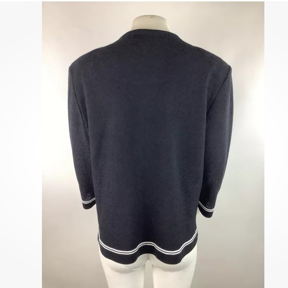 Misook Sz L Silver Button Cardigan Black White Acrylic Polyester Sailor Look - Picture 5 of 7